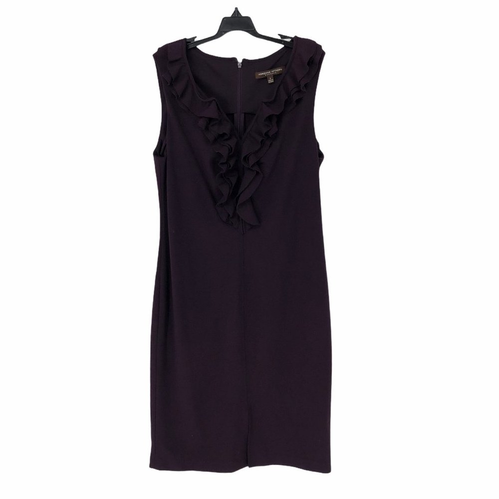 Adrienne Vittadini Purple Ruffled Sheath Dress 6